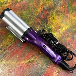 Bed Head TIGI 3-Wave Artist Curling Iron Beach Curler Crimper Purple Silver